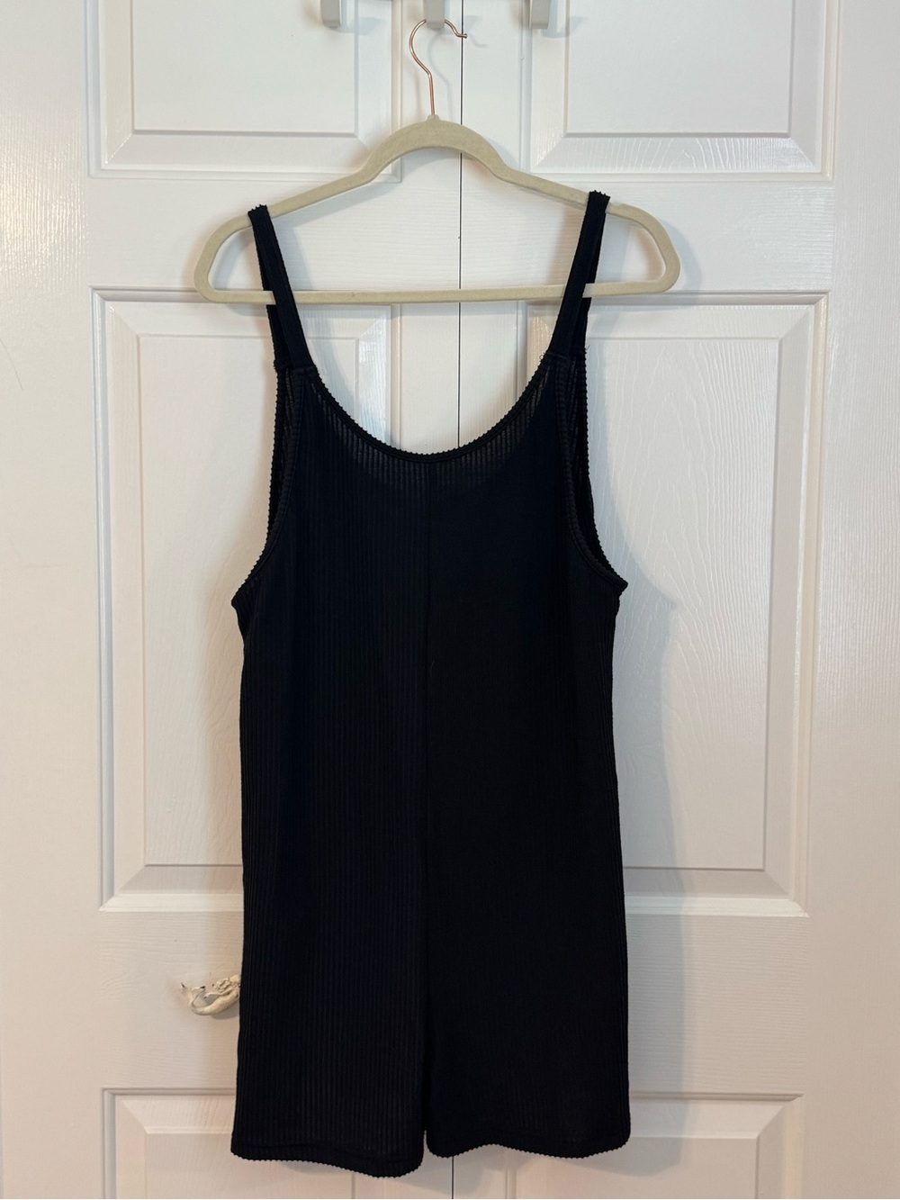 Black Ribbed Women’s Swim Coverup Romper